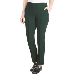 Hilary Radley Women's Stretch Slim Fit Trousers Dark Green With Pockets NEW LARG